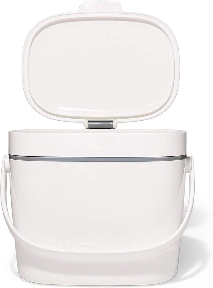 OXO Good Grips Komposteimer weiss – geruchsdichter Biomülleimer für die Küche – 6,6 l Weiss 6.6L, We