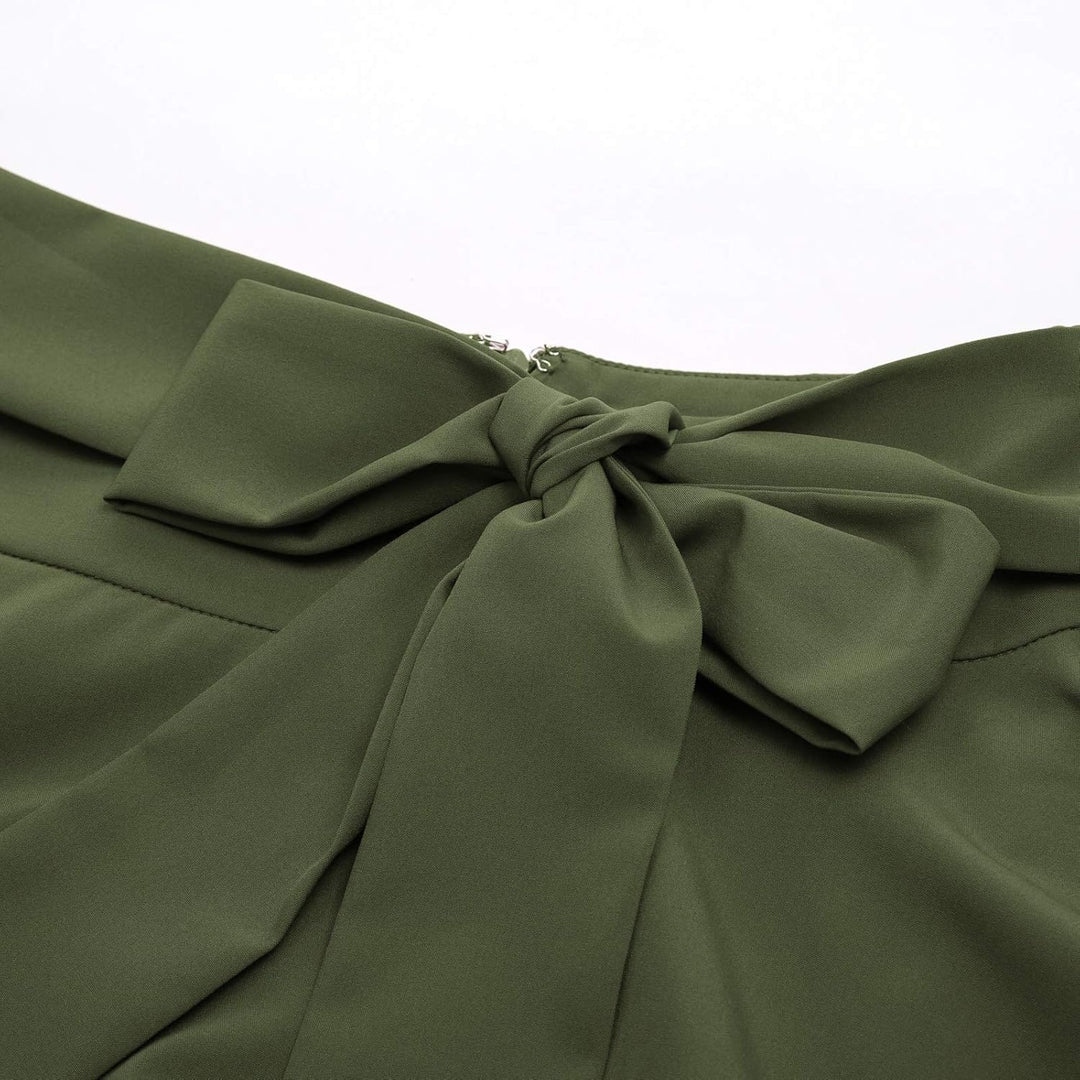 Belle Poque Damen Swing Rock 50s Retro Vintage Rockabilly Knielang Festliche Röck mit Gürtel Faltenr