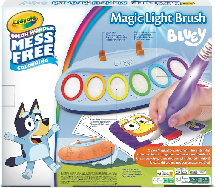 CRAYOLA Color Wonder, Magic Light Brush Bluey, Nicht fleckendes Malset | Kreative Beschäftigung und