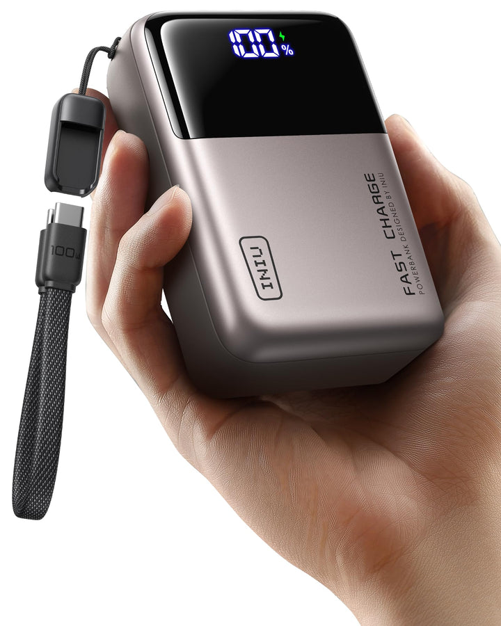 INIU 100W Laptop Power Bank, Ultra Kompakt 25000mAh Schnellladung Powerbank | Angebrachtem USB C Kab