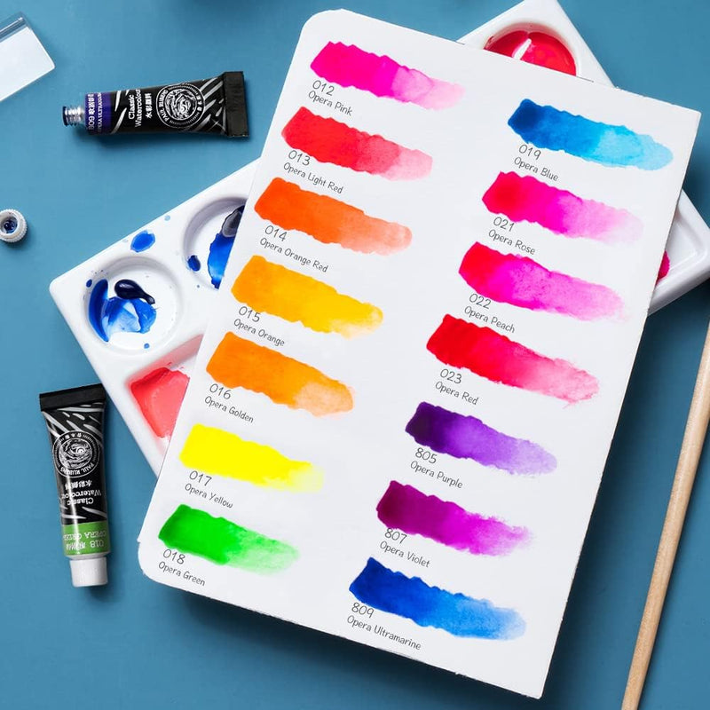 Paul Rubens Aquarellfarben set - 14 Neonfarben x 5 ml Tuben Wasserfarben Opera, hochpigmentierte und