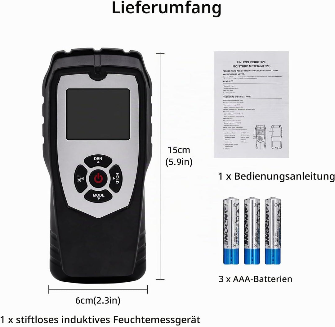 Mcbazel Digital Feuchtigkeitsmessgerät Wand Feuchtemessgerät Mauerwerk Feuchtigkeitsmesser Wand für