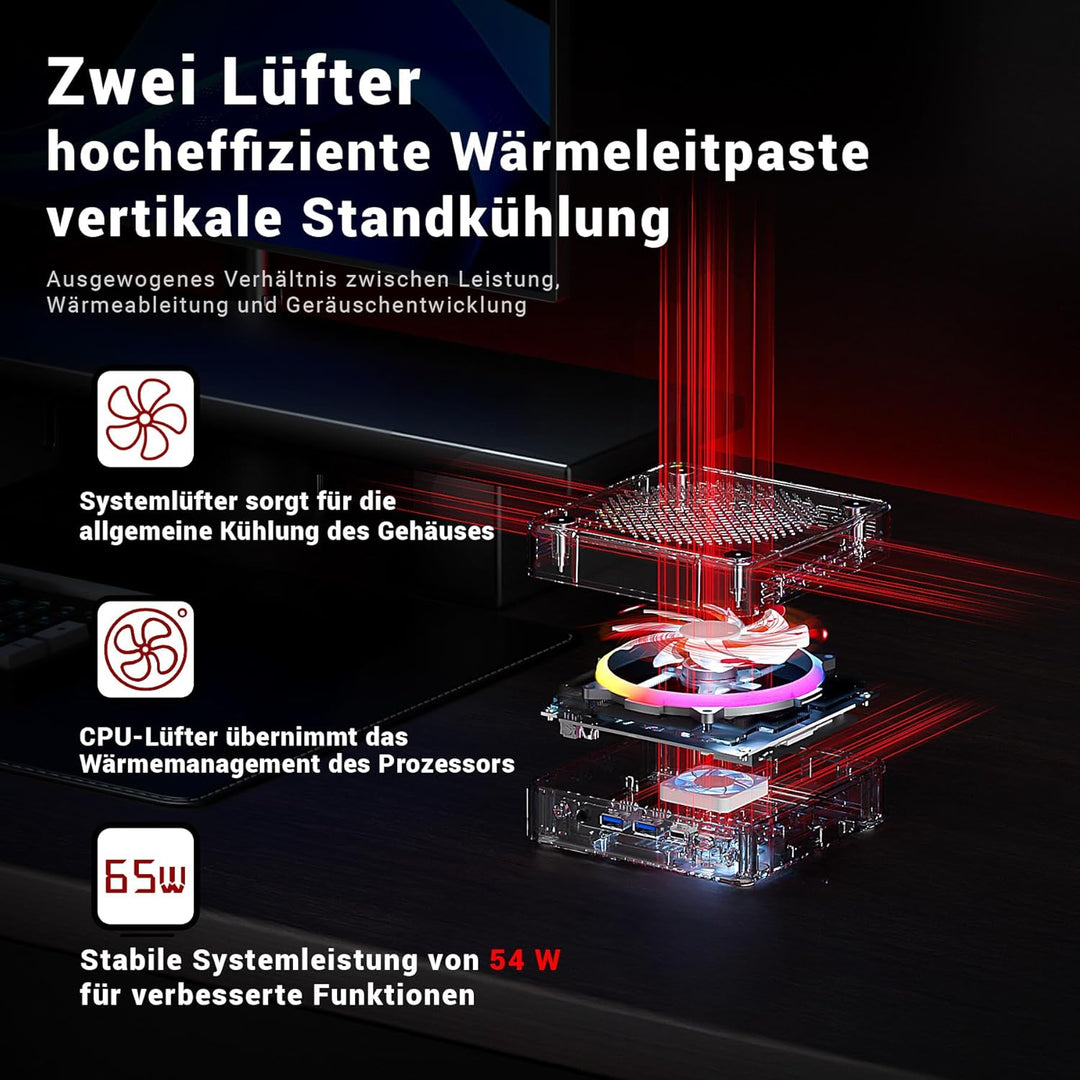 Mini PC Ryzen 7 H 255 (8/16, 3.8-4.9GHz), Radeon 780M, 16GB DDR5 5600MHz, 512GB PCIe 4.0 SSD, WLAN 6