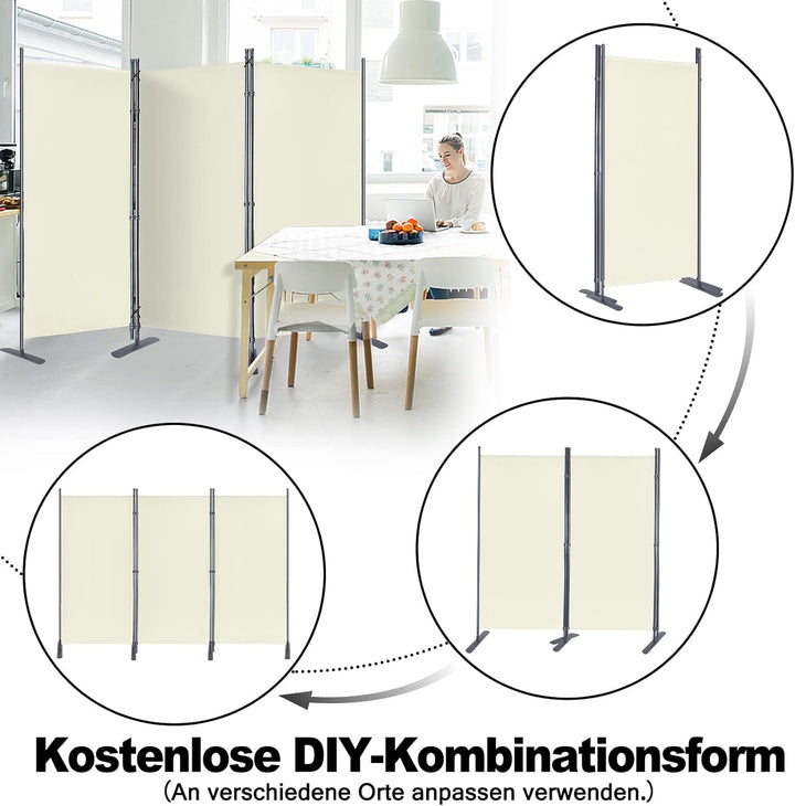 Paravent Outdoor Sichtschutz Trennwand 3 Teilig 275x180cm Raumtrenner mit Flache Füsse Anti-UV Wette