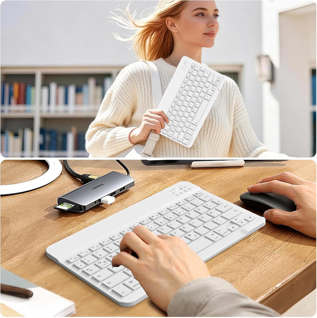 Ultradünn Bluetooth-Tastatur, Wiederaufladbare Kabellose Tastatur, Kompatibel mit iOS, Android, Wind