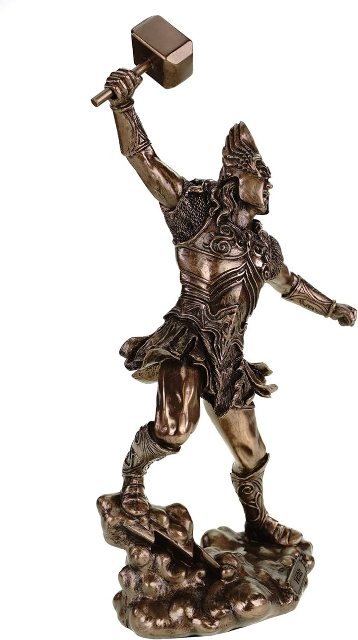 Nordischer Donnergott Thor in Rüstung Gott Figur bronziert Odin Skulptur by Veronese
