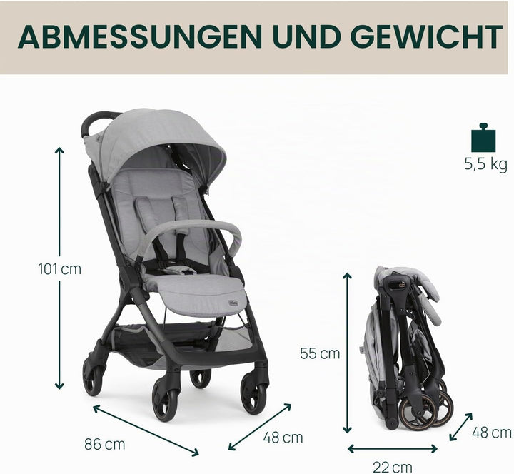 Chicco WE 2 Kinderwagen, leichter, faltbar, von 0 Monaten bis 22 kg, Reise-Kinderwagen, leichter Flu