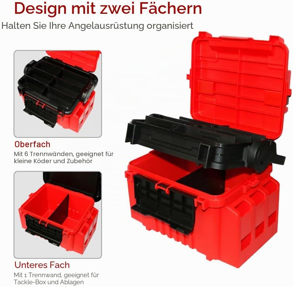 Angelkoffer,KOCAN Angelbox,Reise-Angelkoffer,Box mit Flaschenhalter und Rutenständern
