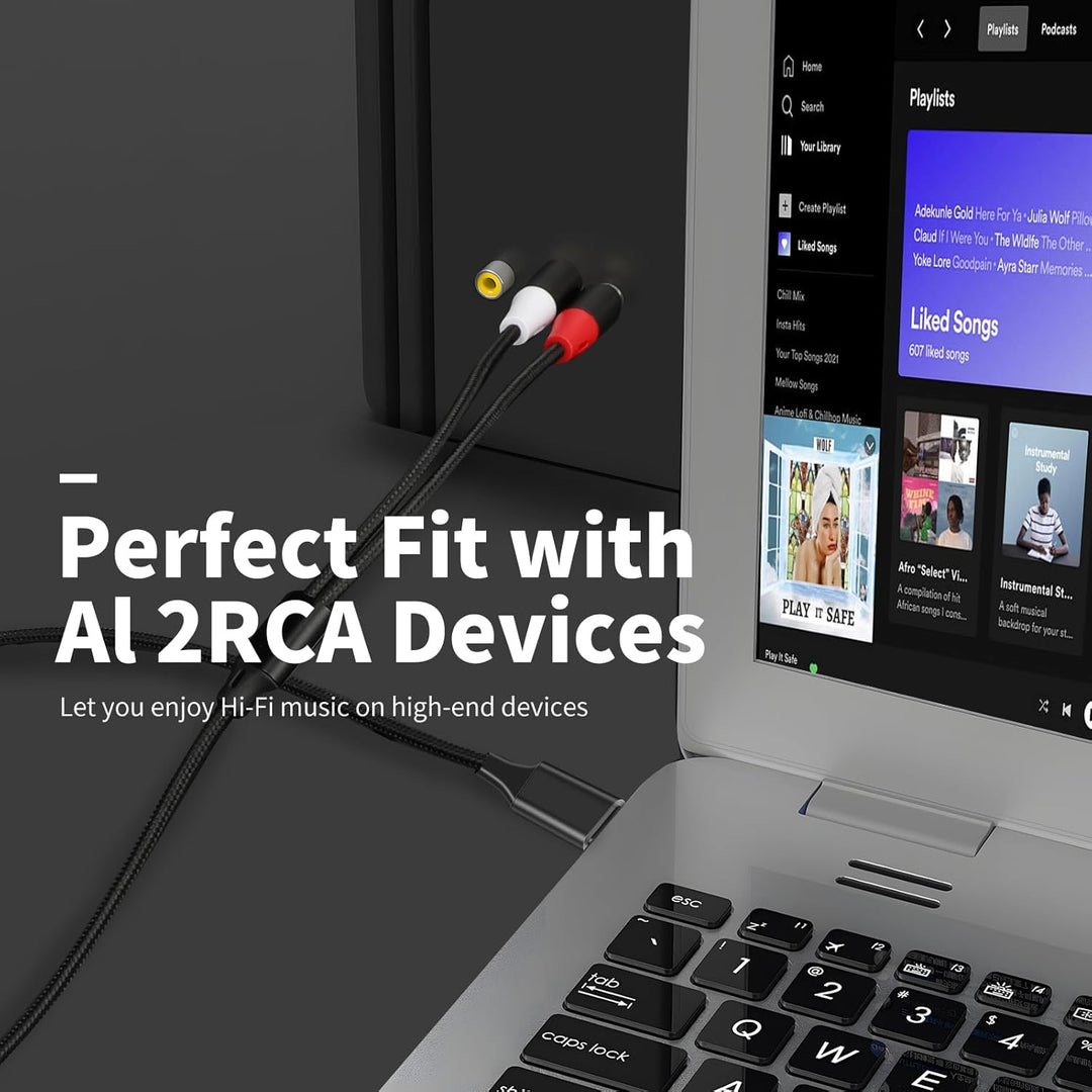 USB C auf Cinch Audio Kabel Type C auf 2RCA Stereo Adapterkabel kompatibel mit iPhone 15 -Serie, iPa