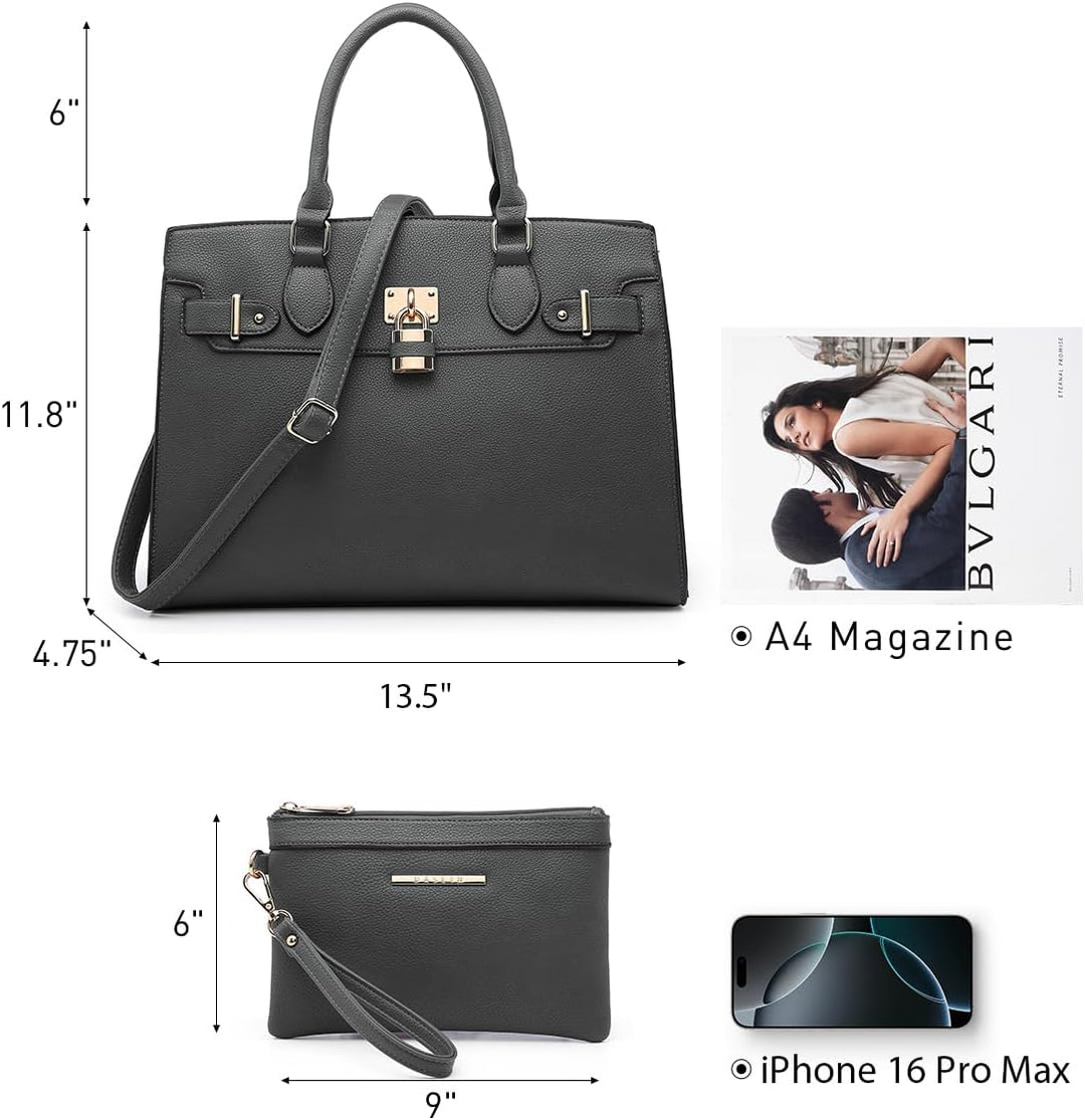 Dasein Women Handbags and Purses Ladies Shoulder Bag Top Handle Satchel Tote Work Bag with Matching