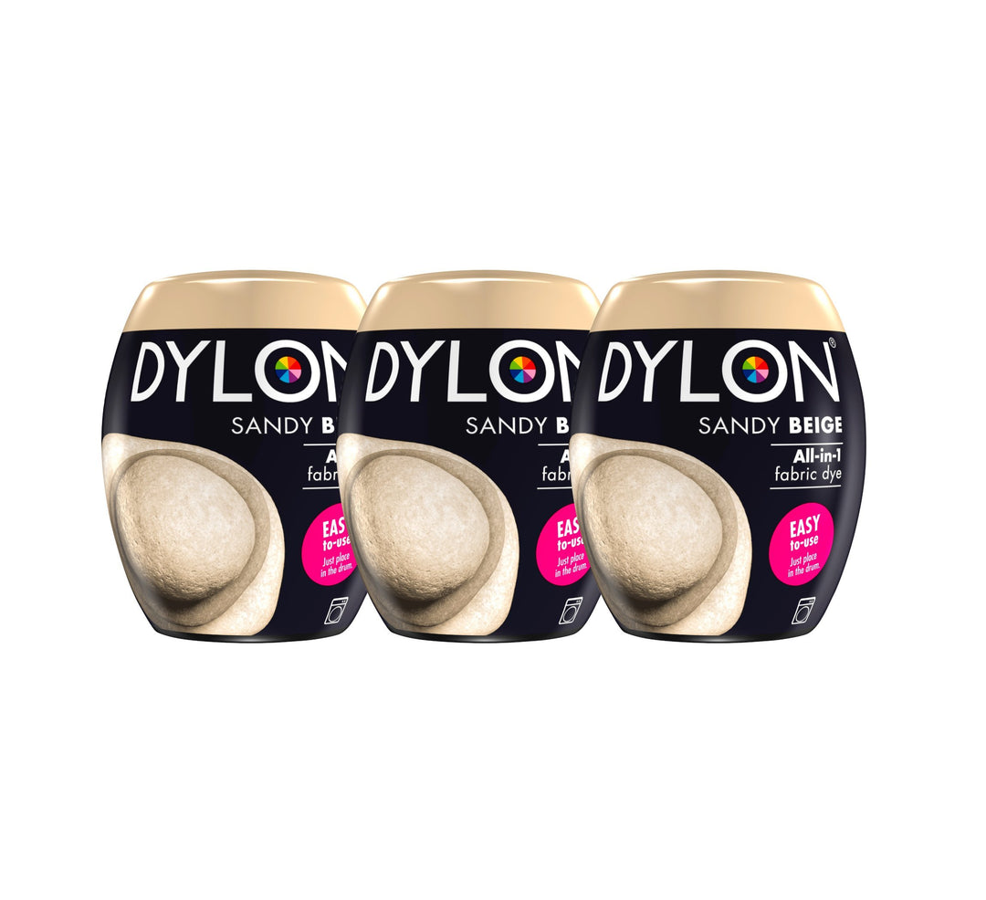 Dylon Neue 350g Sandiges Beige Maschinenfarbstoff Aushülsen 3 Pack