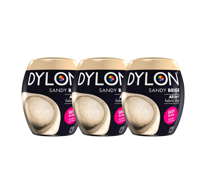 Dylon Neue 350g Sandiges Beige Maschinenfarbstoff Aushülsen 3 Pack