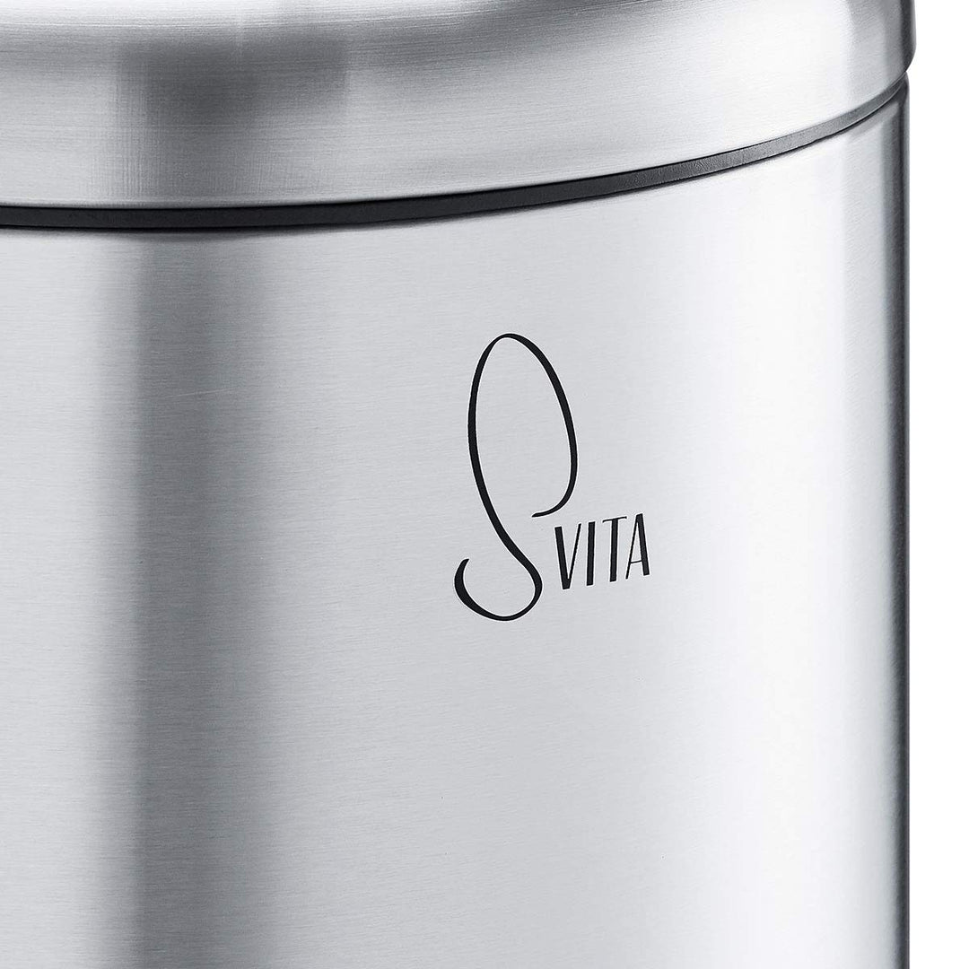SVITA T30 Mülleimer Treteimer Abfalleimer 30 Liter inkl. Inneneimer rund Küchen-Hilfe Edelstahl Silb