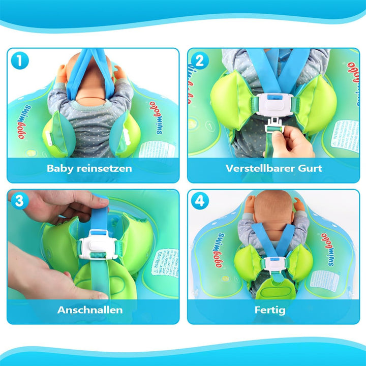 Baby Schwimmring Kinderschwimmhilfe geeignet für Kinder von 3 Monate bis 4 Jahre mit Sonnendach Blau