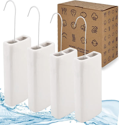 Luftbefeuchter für Heizung Set inkl. Haken - Keramik Wasserverdunster - beige matt - Wasserverdunste
