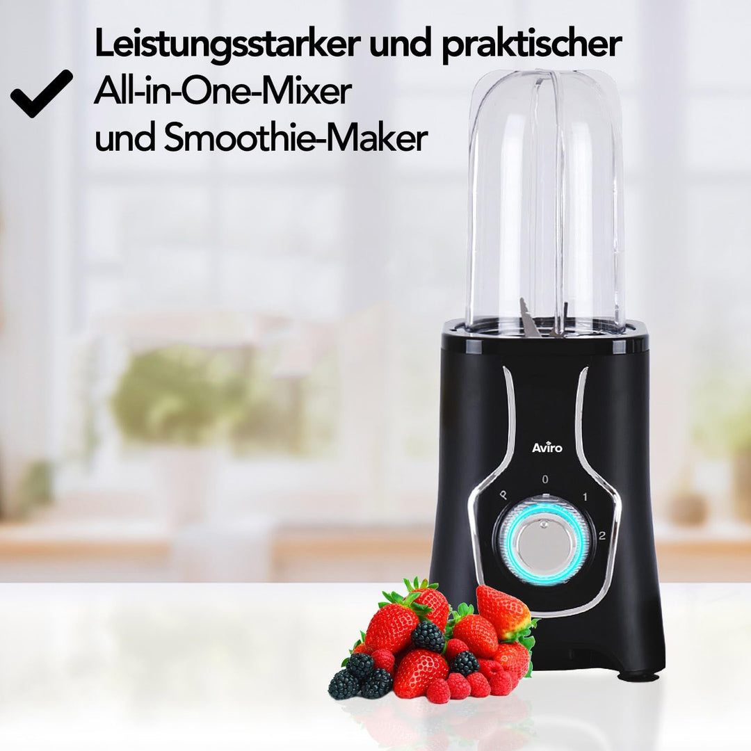 Brixy Blender - Smoothie Maker - 3-in-1-4 Becher - 1000ML Kanne - Mini Blender - Schwarz