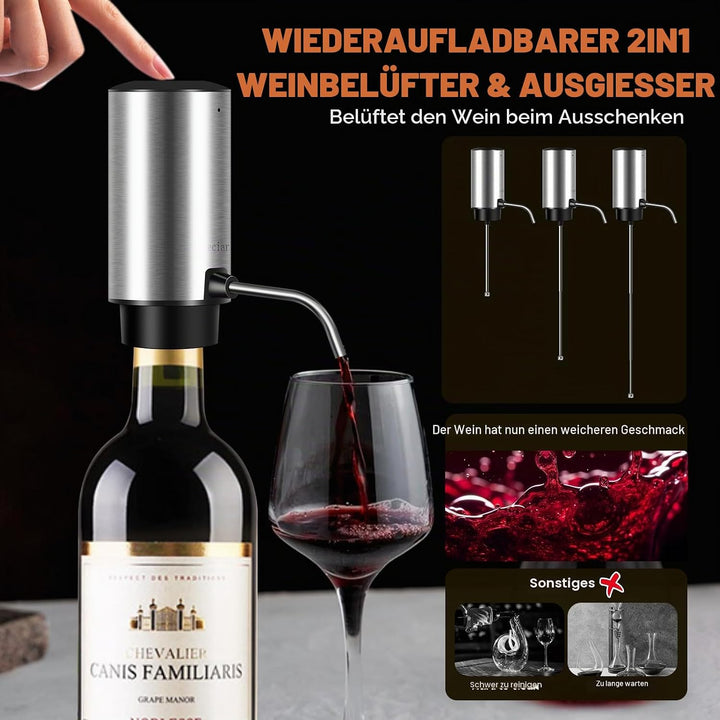 Elektrischer Weinöffner, Geschenk-Set mit Holzkoffer, automatisches elektrisches Weinflaschenöffner-