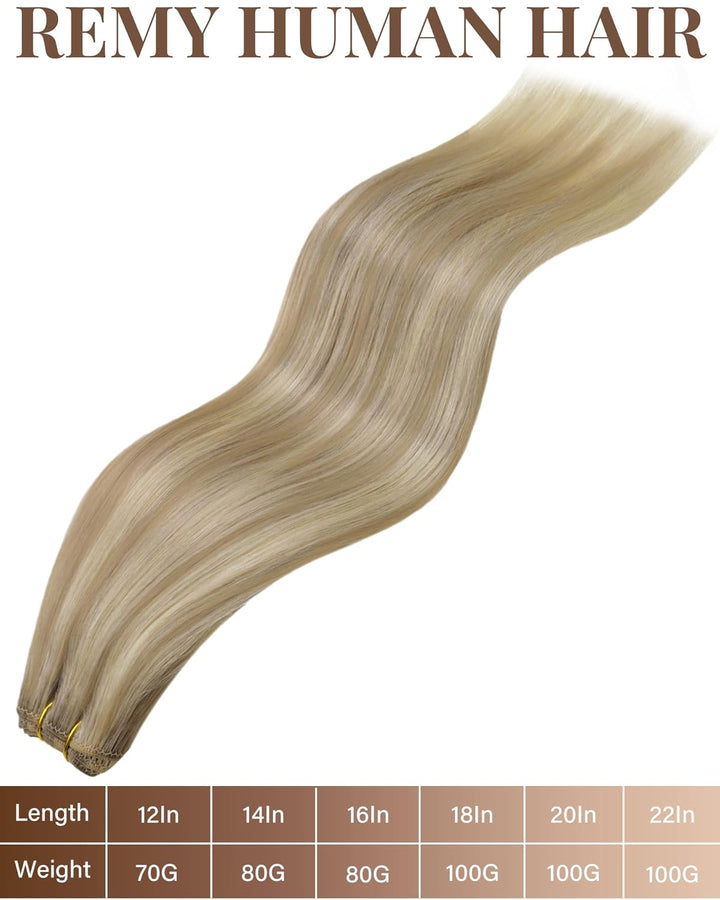Hetto Extensions Tressen Echthaar Blond Menschliches Haar Sew in Extensions Remy Haarverlangerung Tr