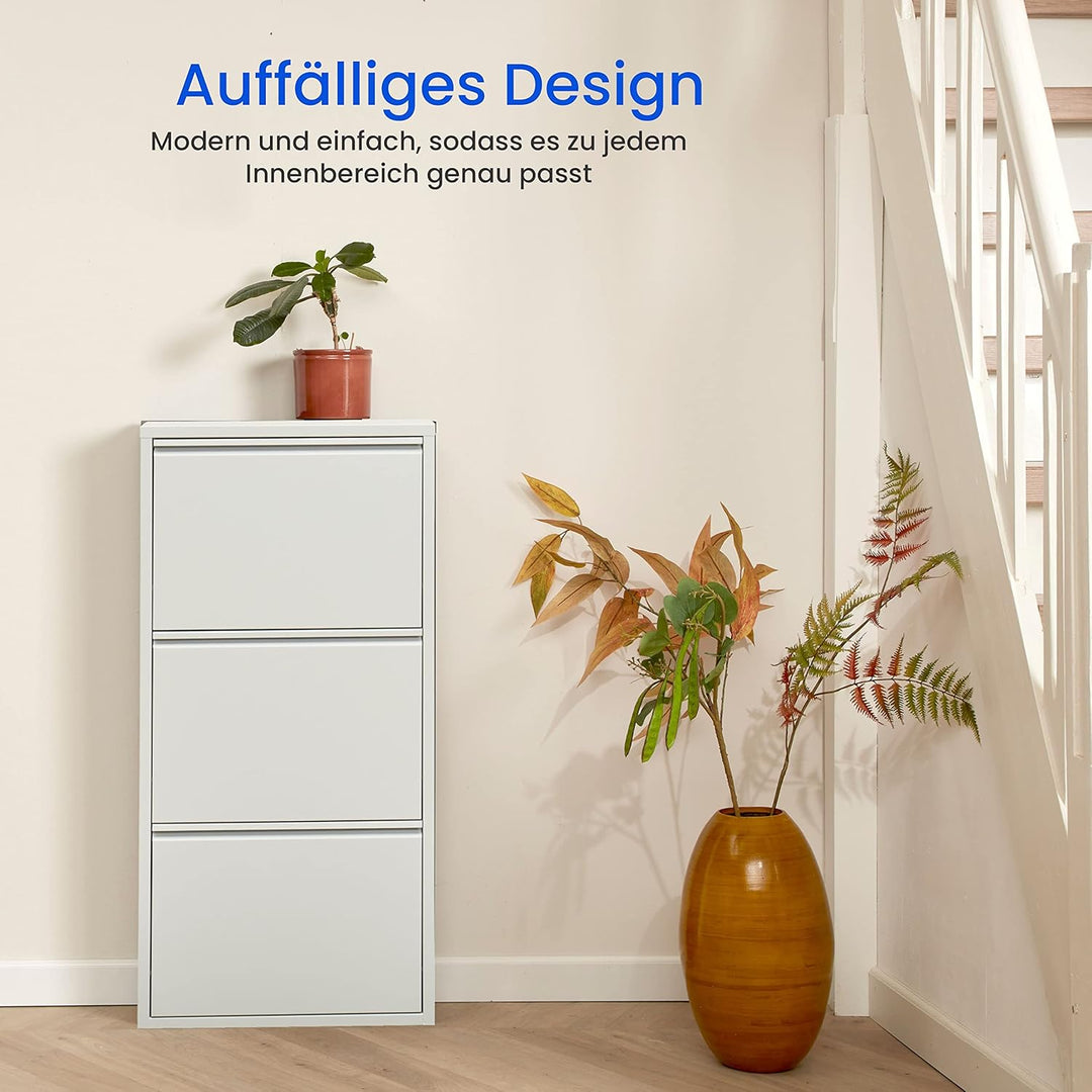 Schuhregal Metall Schuhschrank Hoch Schuhkipper mit Magnetische Abdeckung Montiert Schmal und Wandmo