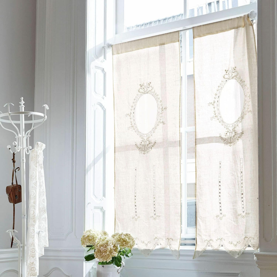 Loberon® Gardine Loiret, Leinen, H/B ca. 180/60 cm, Creme