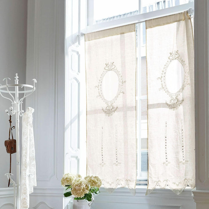 Loberon® Gardine Loiret, Leinen, H/B ca. 180/60 cm, Creme