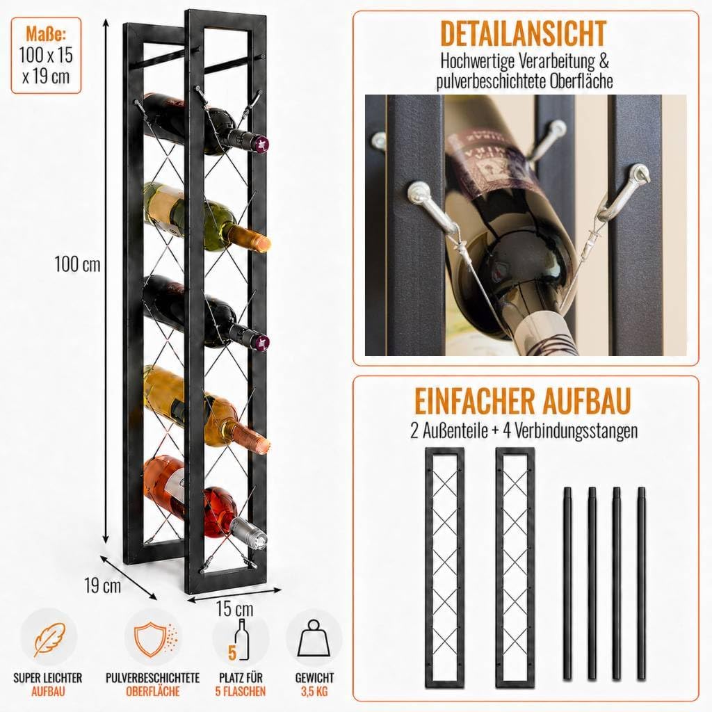 DanDiBo Designer Weinregal Pit 100 cm aus Metall Flaschenständer Flaschenhalter Bar