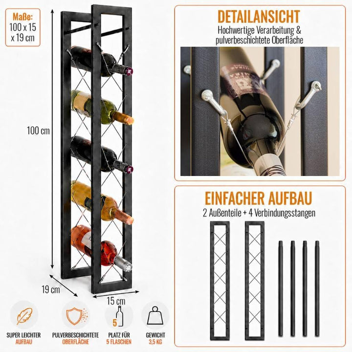 DanDiBo Designer Weinregal Pit 100 cm aus Metall Flaschenständer Flaschenhalter Bar