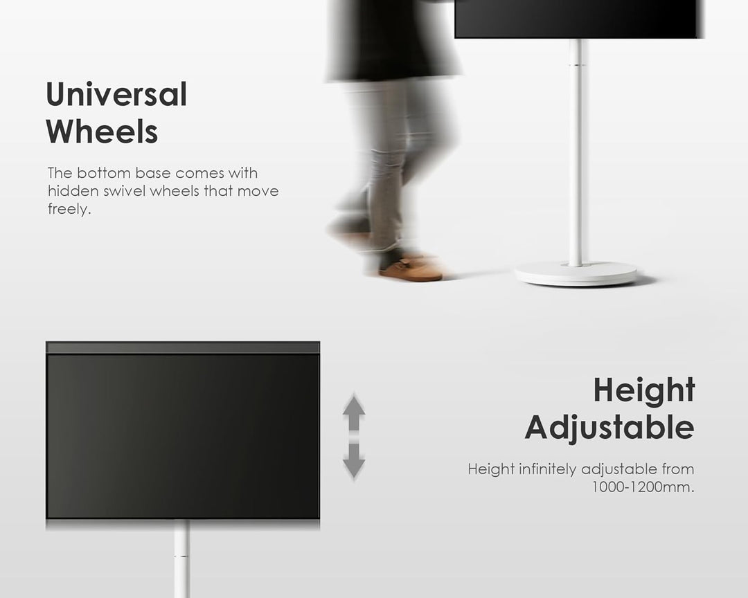 FITUEYES Design TV Ständer Rollbar für 24-48 Zoll Fernseher Mobiler TV Standfuss höhenverstellbar Mo