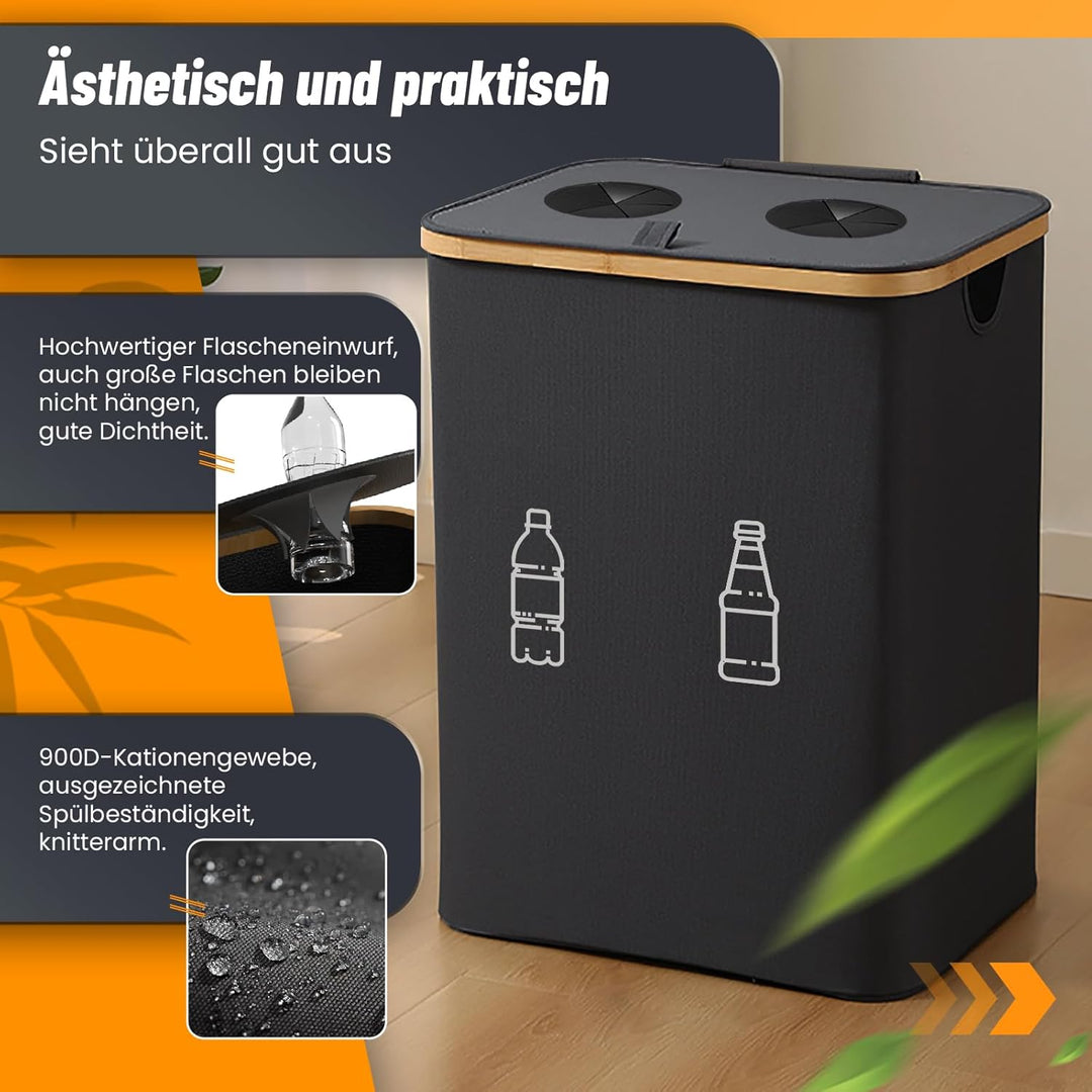 MIDINGCHAI 160L Pfandflaschen Sammelbehälter mit Deckel, Behälter Leergut & Altglas & Papiermüll Rec