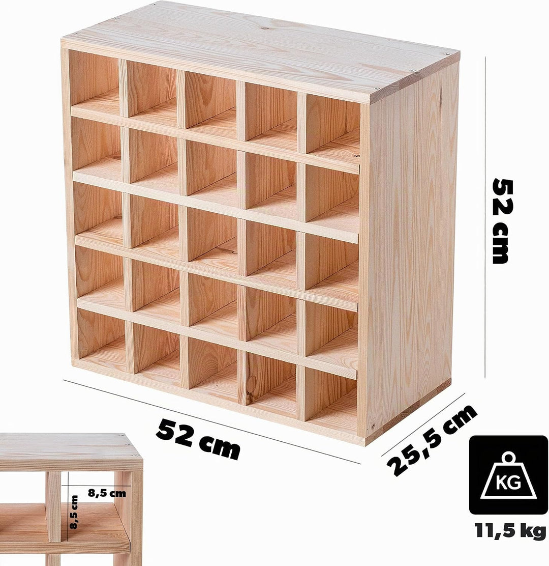 KADAX Weinregal aus Holz, 52 x 25.5 x 52 cm, Grosses Flaschenregal für viele Weinflaschen, rustikale