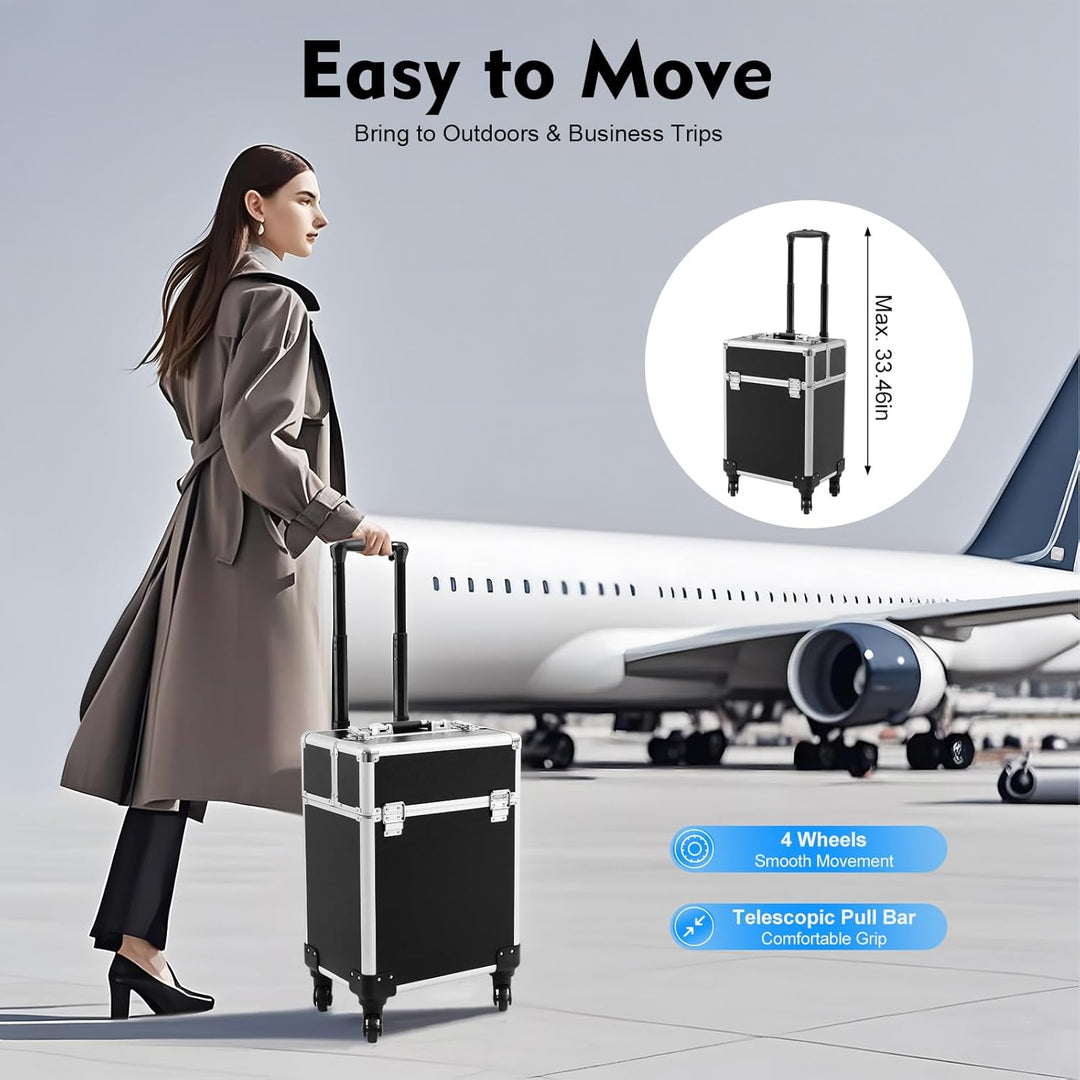 Kosmetik Trolley, 3-in-1 Kosmetikkoffer Gross Beautycase Koffer Trolley mit Schlösser, Friseurkoffer