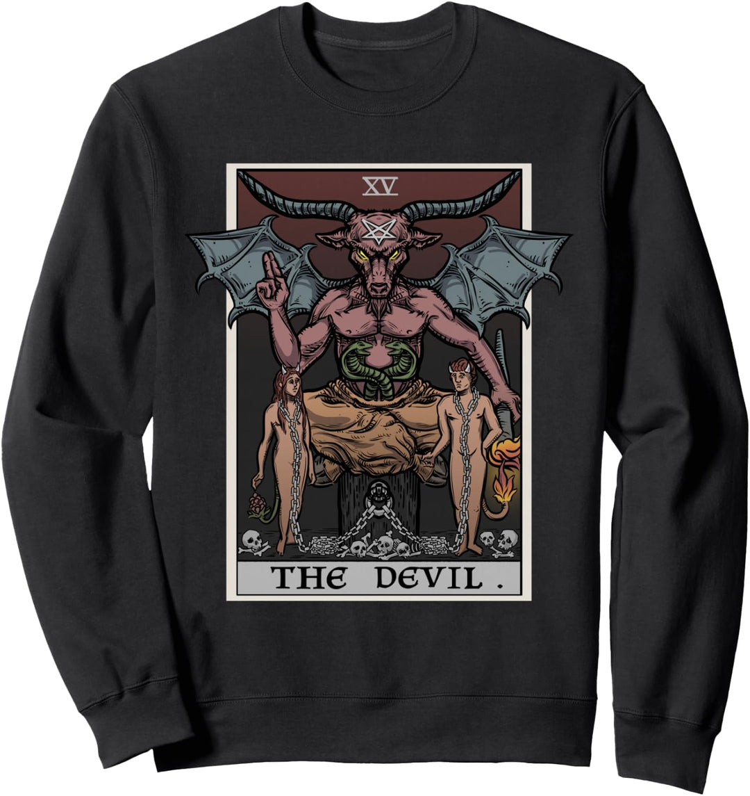 The Devil Tarot-Karte Halloween Baphomet Satanische Hexe Gothic Sweatshirt