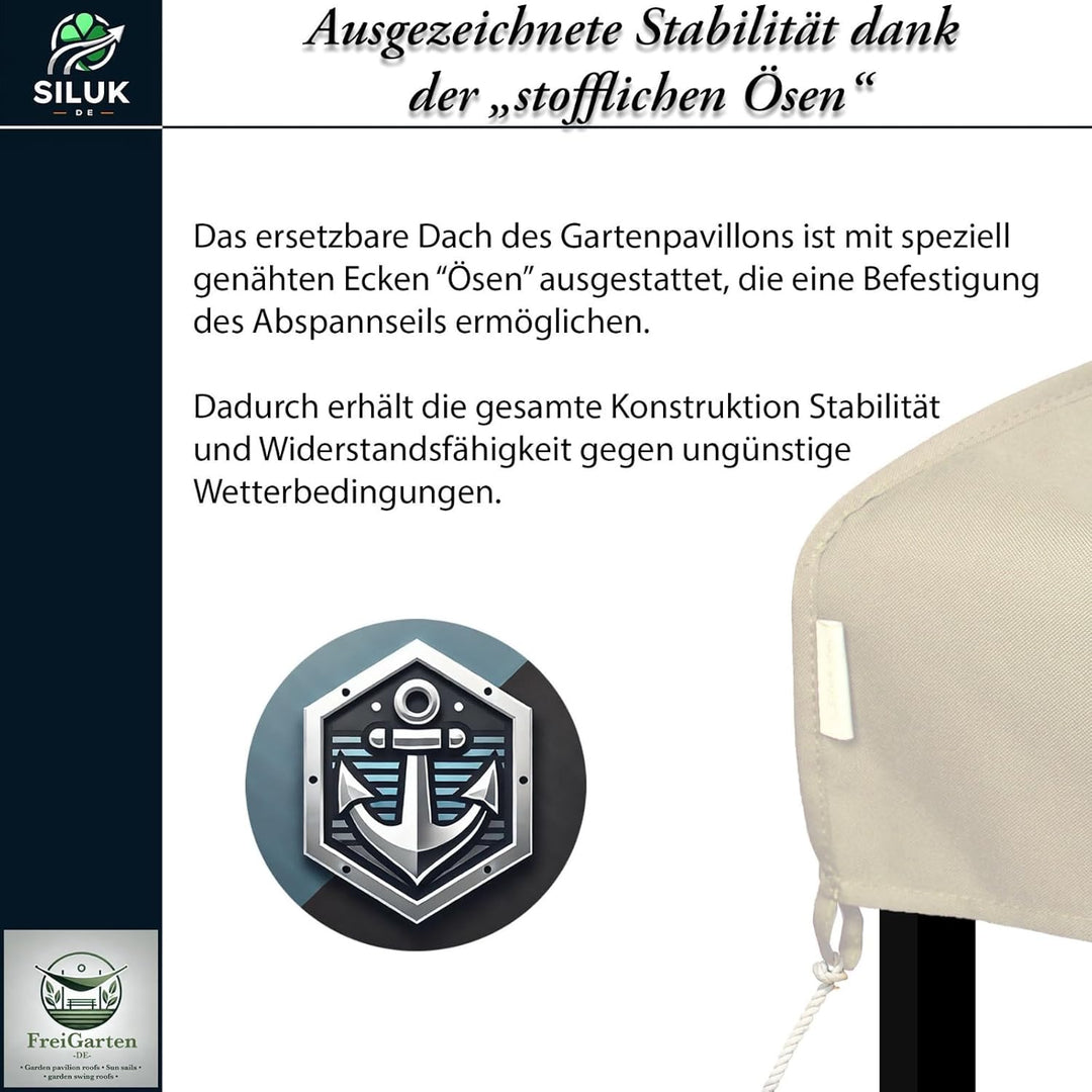 freigarten.de - Ersatzdach für Pavillon 3 x 3 m, wasserdicht, Material: Panama PCV Soft 370 g/m² ext
