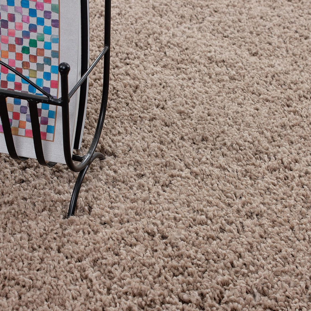 Teppium Hochflor Teppich Küche Shaggy 60 x 110 cm Braun - Flauschiger Teppich Extra Weich, Waschbar