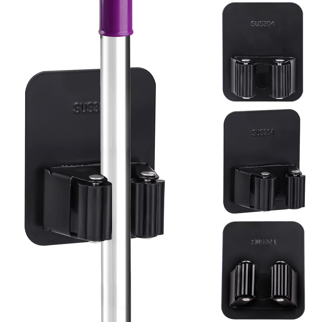 Besenhalterung Wand, 3 Stück Edelstahl Besenhalter Selbstklebend, KüChenorganizer Haken Ohne Bohren,