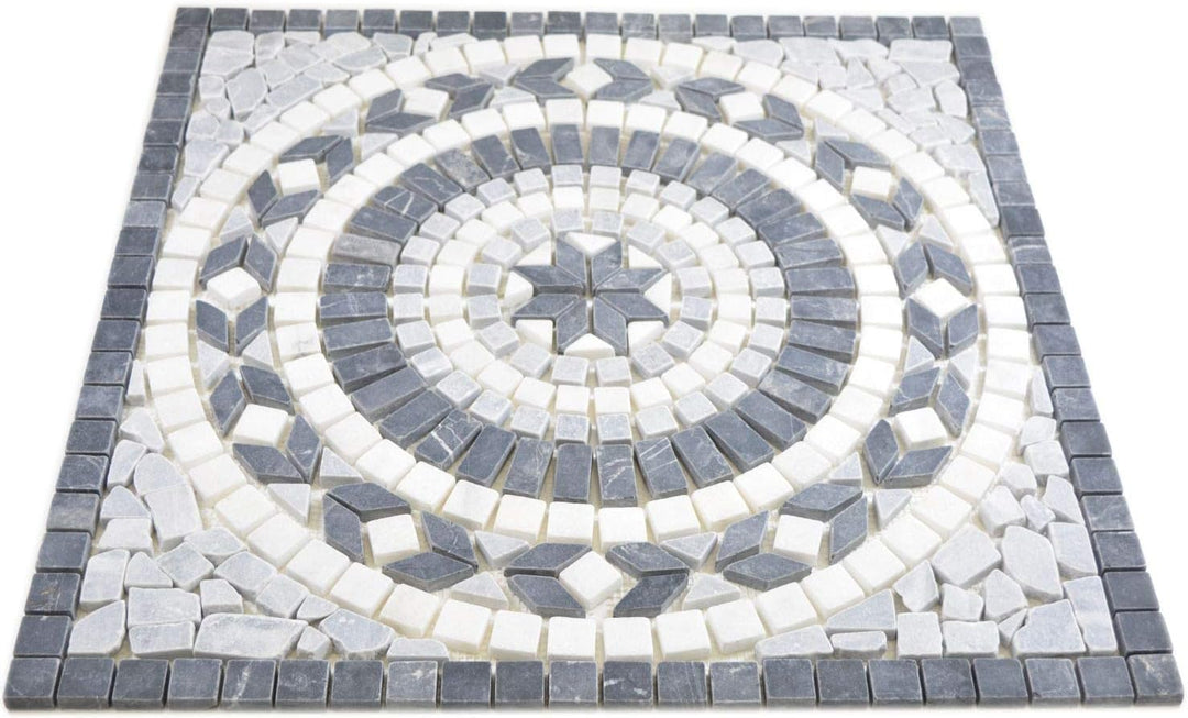 Naturstein Mosaik Einleger Fliese Gross Travertin anthrazit schwarz weiss für WANDDEKO BAD WC KÜCHEN