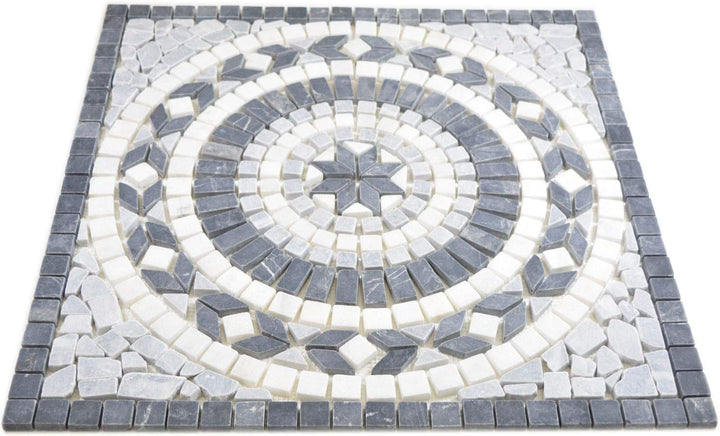 Naturstein Mosaik Einleger Fliese Gross Travertin anthrazit schwarz weiss für WANDDEKO BAD WC KÜCHEN
