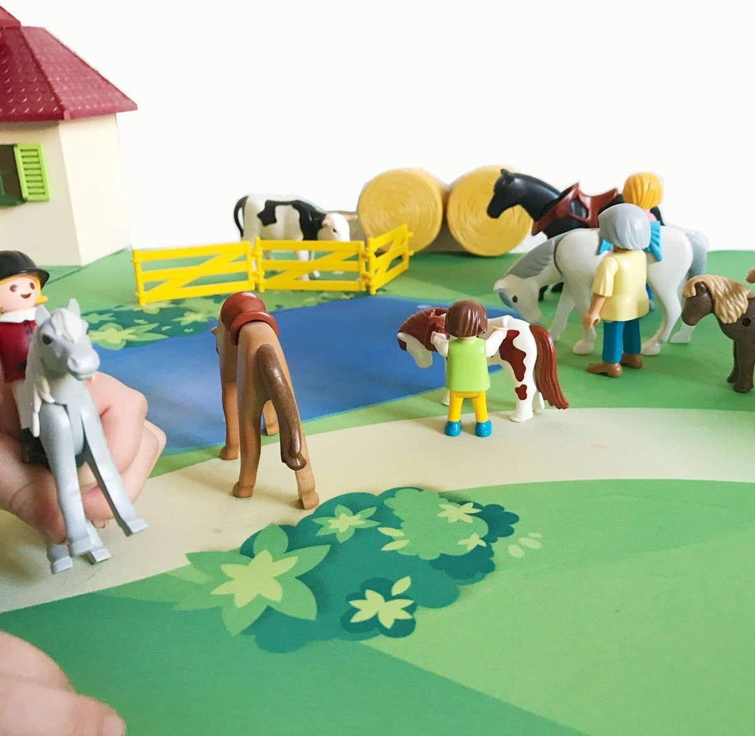 playmatt Spielmatte - Graslandschaft mit Teich | rutschfest | 100% schadstofffrei | waschbar, Grasla