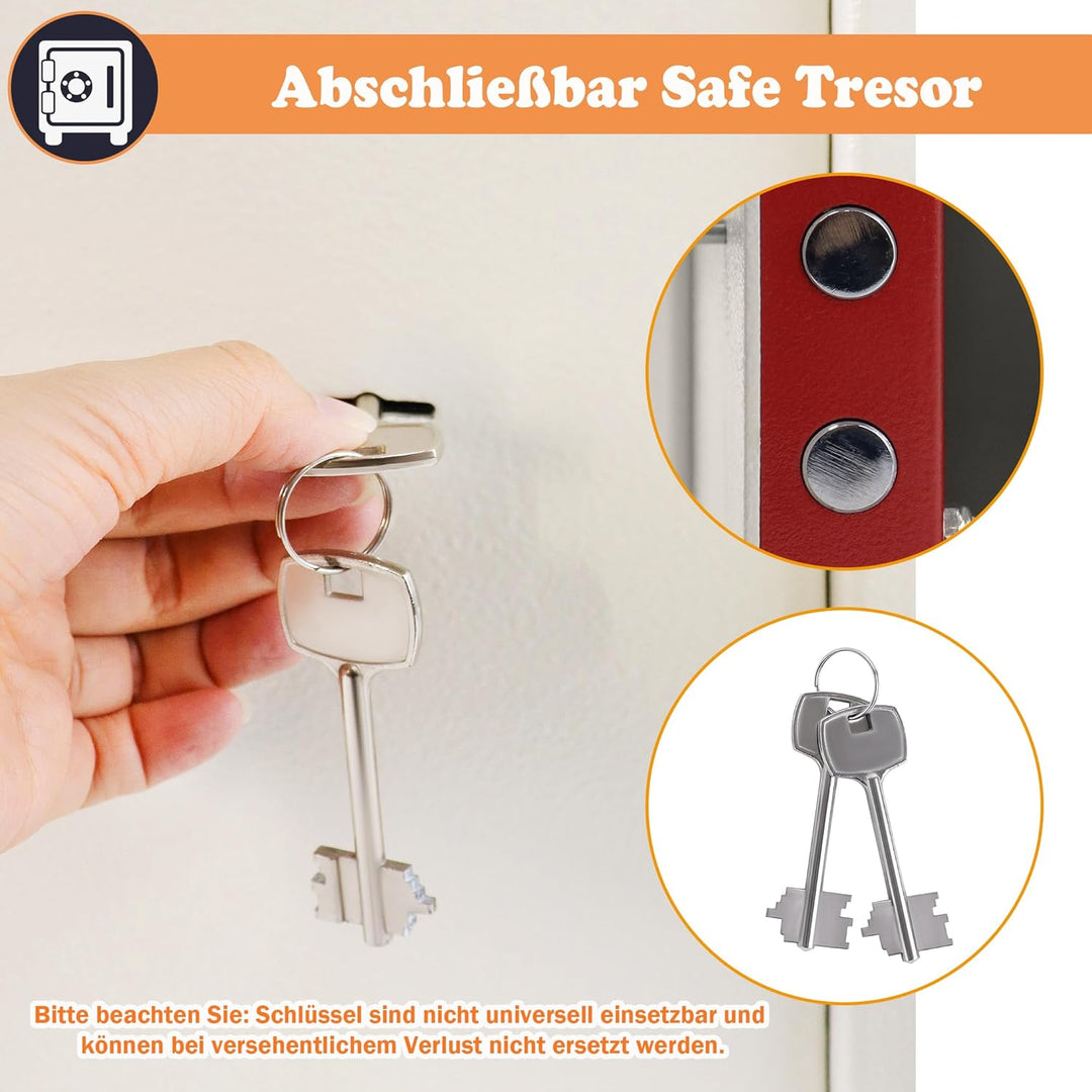 SUBTLETY 31x20x20cm Möbeltresor Abschliessbar Safe Tresor mit Doppelbartschloss und 2 Schlüssel Wand
