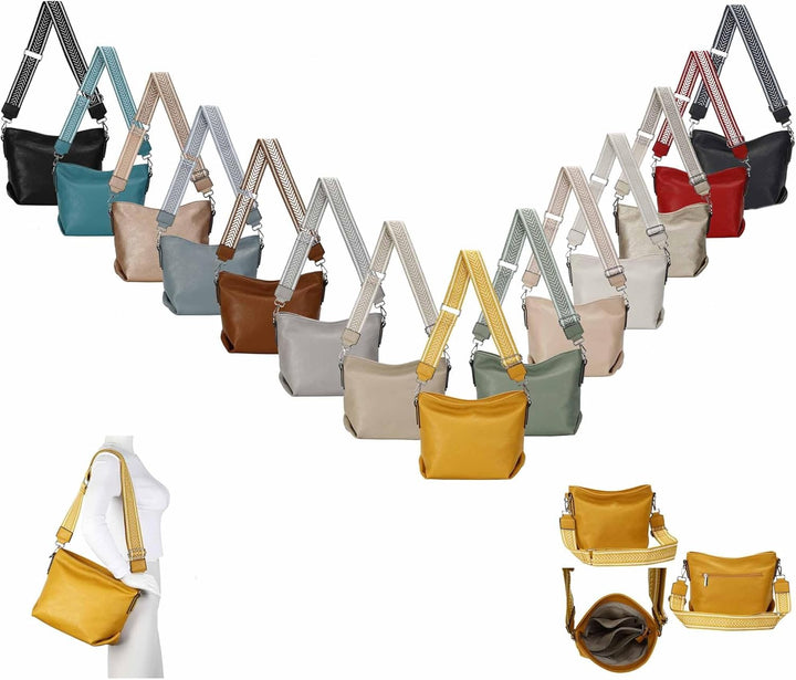 ITALYSHOP24 OBC DAMEN TASCHE Shopper Umhängetasche Schultertasche CrossOver Crossbody Beuteltasche H