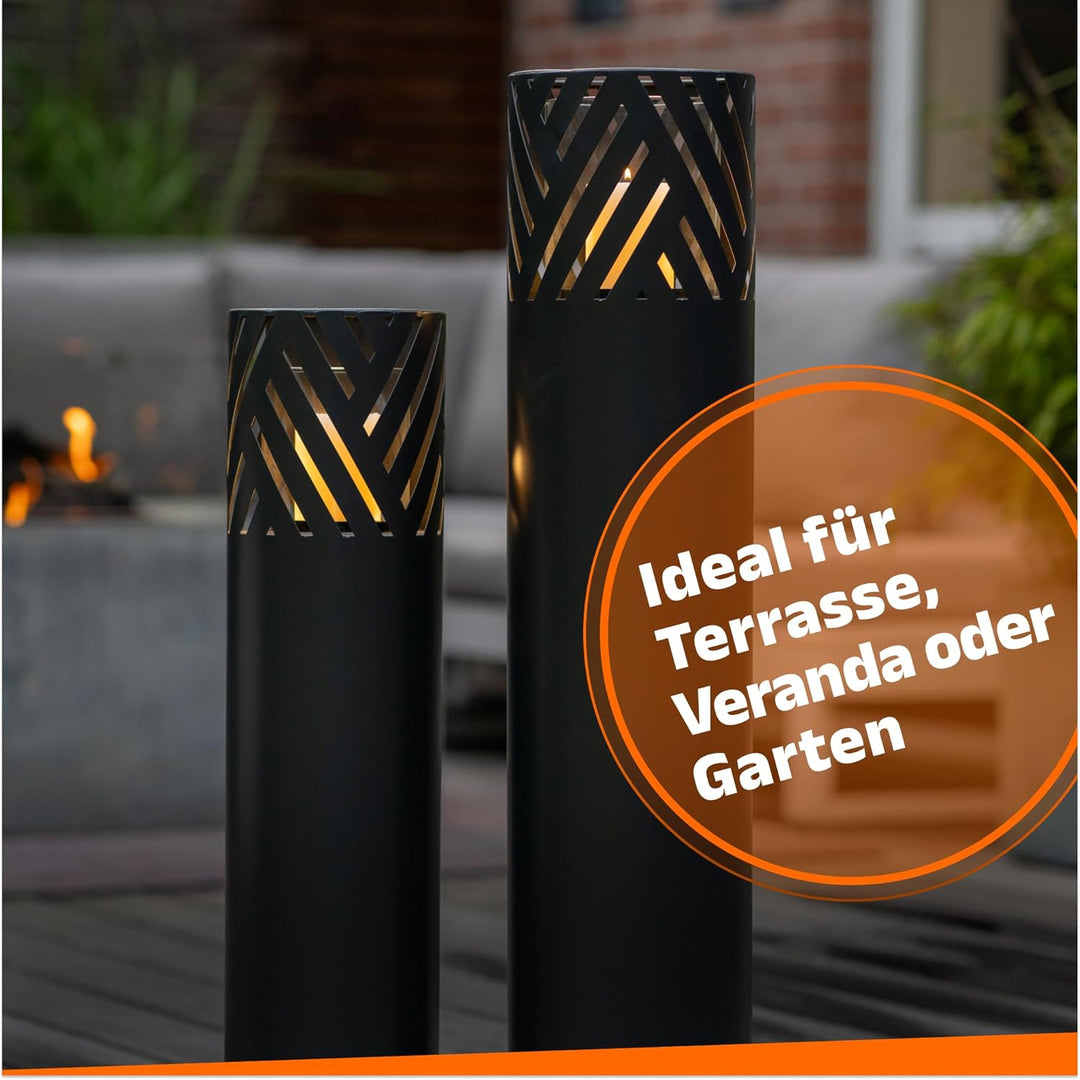 BENTSON Windlichtsäule Anthrazit Design I 2er Set I Deko-Säule für Garten im Industrial Design I Gar