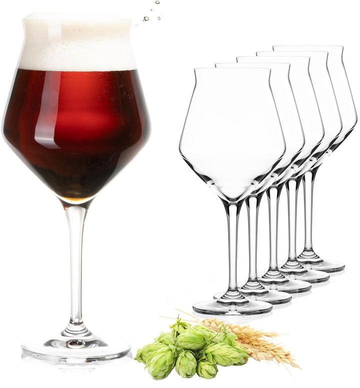 PLATINUX Biergläser Edel 400ml (max. 460ml) Biertulpen Set 6-Teilig aus Crystalline Glas Spülmaschin
