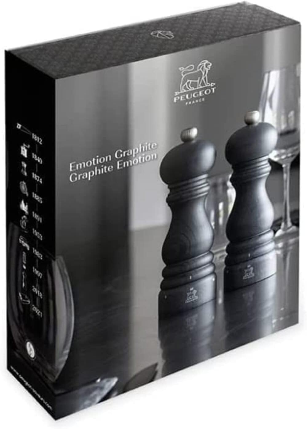 PEUGEOT - Geschenkset Paris Graphite - Pfeffermühle + Salzmühle 18 cm + Gewürztrichter - u‘Select-Sy