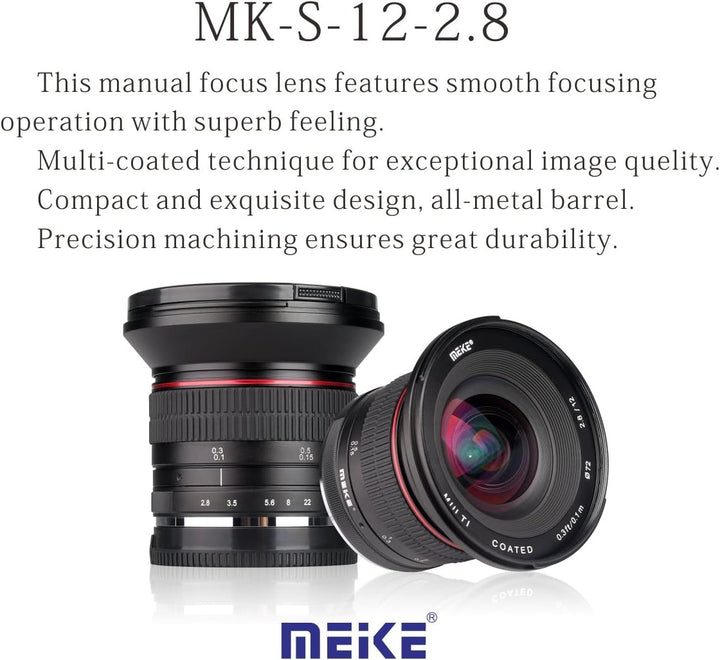Meike Optics MK 12mm f2.8 Ultra-Weitwinkel Objektiv für Sony E-Mount, für Sony
