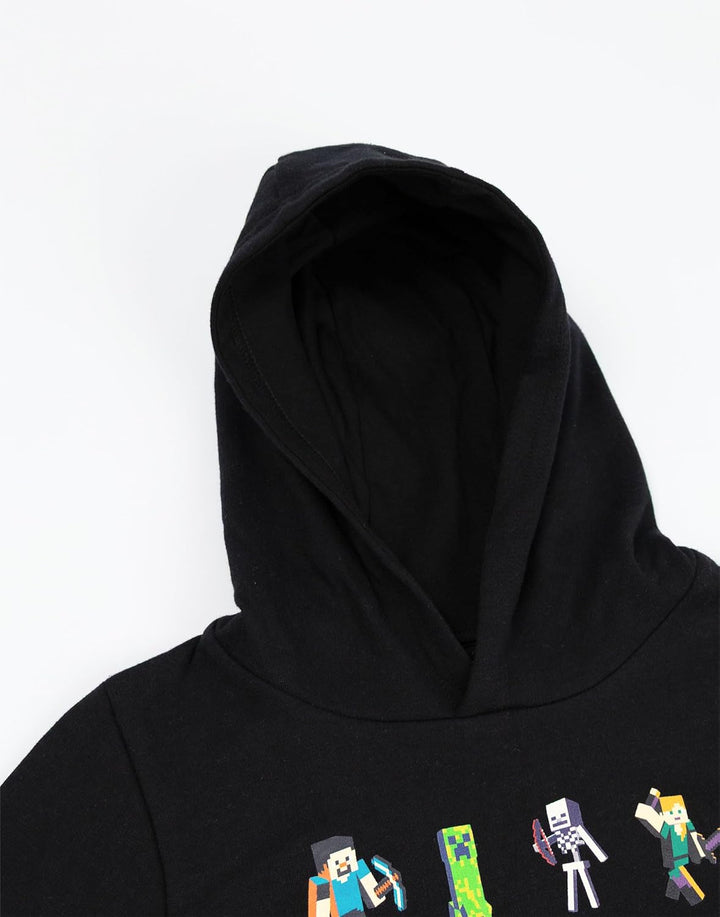 Minecraft Kapuzenpullover für Jungen Sprites und Creeper Motiv Optionen | Schwarzer Grafik Hoodie fü