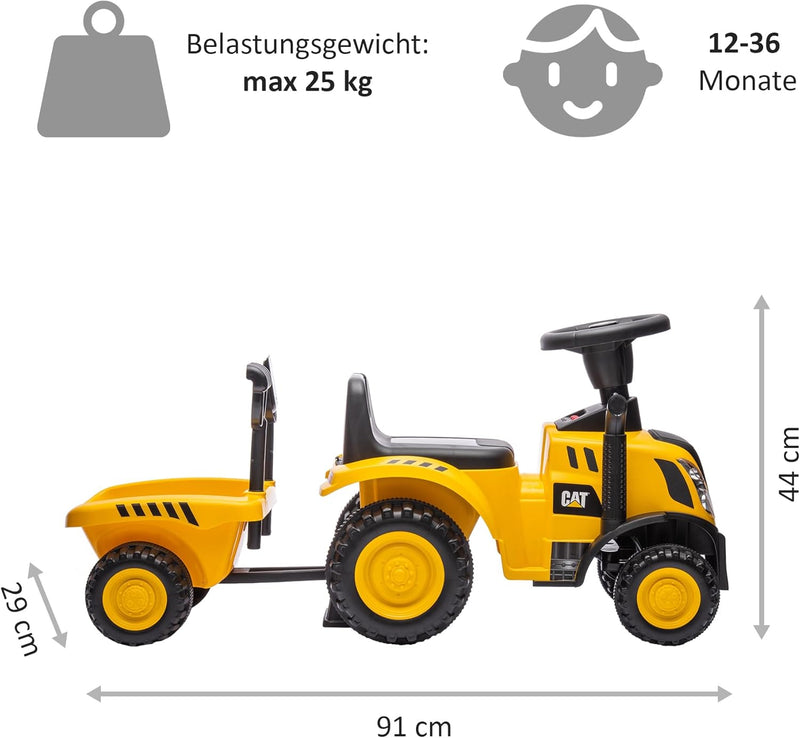 Rutschauto Traktor ab 1 Jahr | Kinderauto mit Anhänger | Rutschfahrzeug mit Schaufel und Rechen | Ki