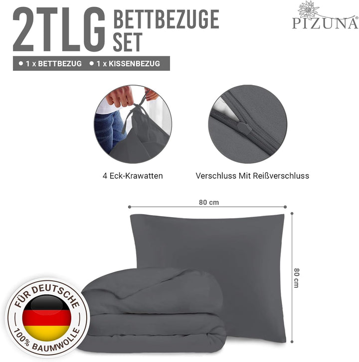 Pizuna 600 Fadenzahl aus Baumwolle Bettwäsche Anthrazit Grau, 100% Langstaple Baumwolle Bettbezug un