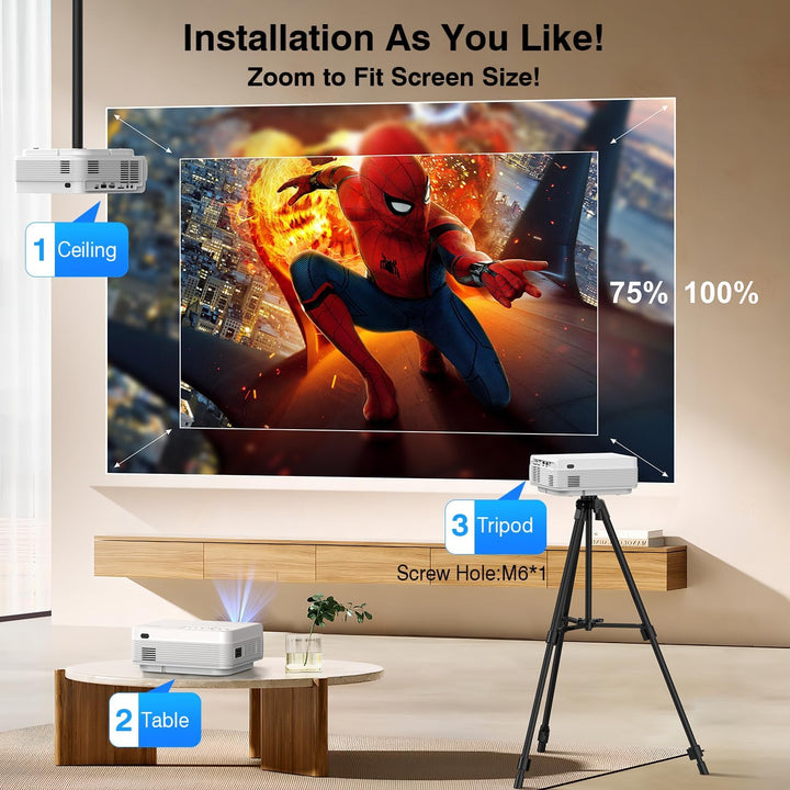 Beamer, YEZMEK Native 1080P 15000 Lumen Full HD 5G WiFi Bluetooth Beamer, Mini LED Beamer 4K Unterst