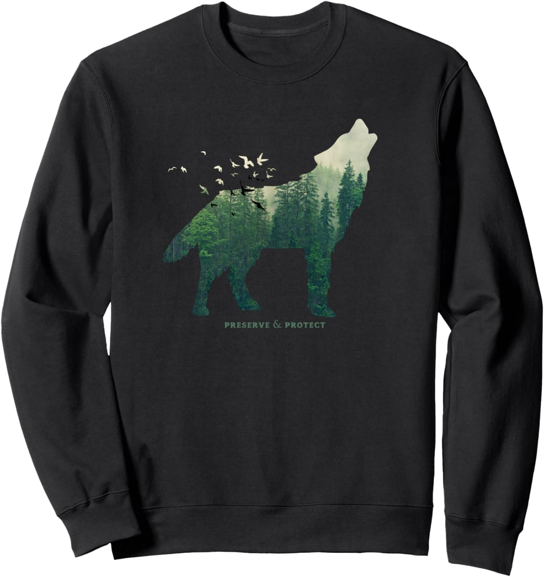 Preserve & Protect Umweltschutz Klimaschutz Wolf Silhouette Sweatshirt