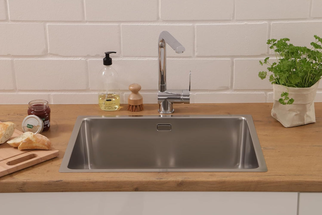 Respekta Detroit Edelstahl Spülbecken / 1 Becken Einbauspüle in 59 x 43,5 cm / Edelstahlspüle geeign